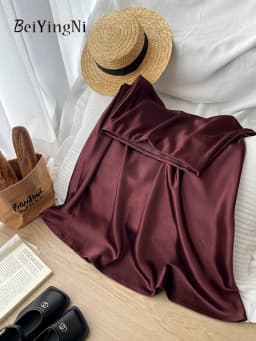 Beiyingni French Vintage Women's Satin Skirt Elegant Luxury New Fashion Slim Fit Office Ladies Mermaid Skirts Temperament Casual
