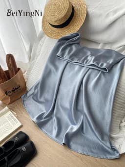 Beiyingni French Vintage Women's Satin Skirt Elegant Luxury New Fashion Slim Fit Office Ladies Mermaid Skirts Temperament Casual