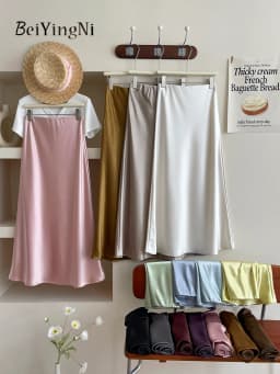 Beiyingni French Vintage Women's Satin Skirt Elegant Luxury New Fashion Slim Fit Office Ladies Mermaid Skirts Temperament Casual