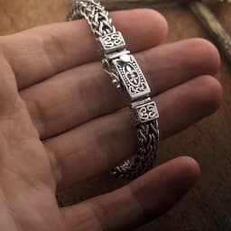 Silver Vintage Bangles Dragon Bone Chain Weaving Bracelet for Women and Men Double‑Chains Buckle Banquet Jewelry