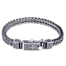 Silver Vintage Bangles Dragon Bone Chain Weaving Bracelet for Women and Men Double‑Chains Buckle Banquet Jewelry