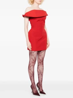 TWOTWINSTYLE Solid Slimming Minimalist Dresses for Women Slash Neck Off Shoulder Tunic Design Sense Mini Dress Female Clothing