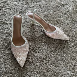 Mesh Embroidered Thin High Heels Sandals Women 2025 Summer Sexy Slingback Pointed Toe Pumps Dress Shoes Woman Sandalias De Mujer