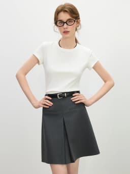FSLE MInimalism Style Pink Straight Shoulder Short-sleeved T-shirt for Women 2025 Summer New Slim Fit Round Neck Top 25FS12113