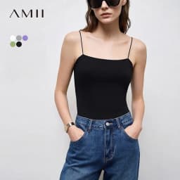 Amii Women's Tank 2026 Summer Stretch Slim Fit Crop Knit Spaghetti Strap Top Casual Versatile Sleeveless Vest For Women 12622088