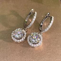 Lnngy Sparkling 6.5MM 1CT Moissanite Drop Earrings Classic 14K Gold Filled Dangle Earring For Women Girls Pendant Jewelry Gift