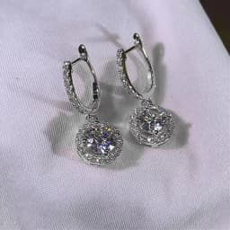 Lnngy Sparkling 6.5MM 1CT Moissanite Drop Earrings Classic 14K Gold Filled Dangle Earring For Women Girls Pendant Jewelry Gift