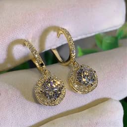 Lnngy Sparkling 6.5MM 1CT Moissanite Drop Earrings Classic 14K Gold Filled Dangle Earring For Women Girls Pendant Jewelry Gift