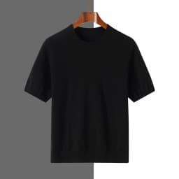 Men's Silk Wool Blended T-shirt Summer New Short Sleeved Comfortable Breathable Knitted Bottom Shirt Casual Thin Men's Wear Tops