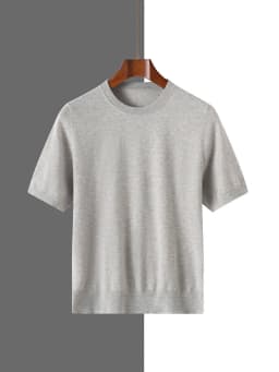Men's Silk Wool Blended T-shirt Summer New Short Sleeved Comfortable Breathable Knitted Bottom Shirt Casual Thin Men's Wear Tops