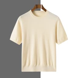 Men's Silk Wool Blended T-shirt Summer New Short Sleeved Comfortable Breathable Knitted Bottom Shirt Casual Thin Men's Wear Tops