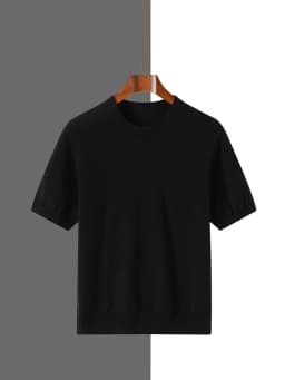 Men's Silk Wool Blended T-shirt Summer New Short Sleeved Comfortable Breathable Knitted Bottom Shirt Casual Thin Men's Wear Tops