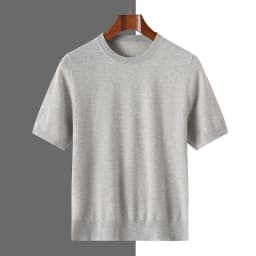 Men's Silk Wool Blended T-shirt Summer New Short Sleeved Comfortable Breathable Knitted Bottom Shirt Casual Thin Men's Wear Tops