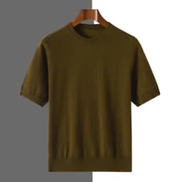 Men's Silk Wool Blended T-shirt Summer New Short Sleeved Comfortable Breathable Knitted Bottom Shirt Casual Thin Men's Wear Tops