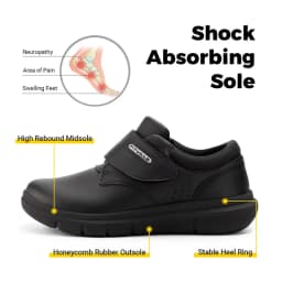Extra Wide Men'S Shoes Leather Diabetic Walking Shoes For Elder Orthopedic Toes Swollen Feet Non-Slip With Arch Support