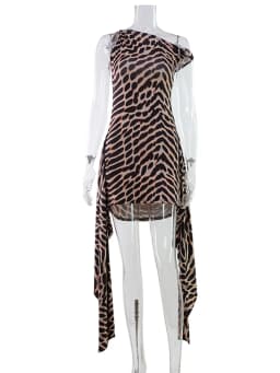 CNYISHE Prints Slash Neck Women Dresses Sleeveless Sheath Ribbon Fashion Party Outfits Sexy Club Bodycon Hip Wrap Female Robes