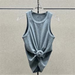 Women t-shirts New twisted flower knotted sleeveless top for summer 2025 Elastic slim pure cotton women's vest corset crop top