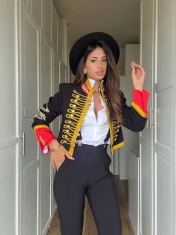 Vintage Women's Cropped Jacket Gold Embroidery Stand Collar Spliced Napoleon Military Coat 2026 Autumn Lady Street Outerwear