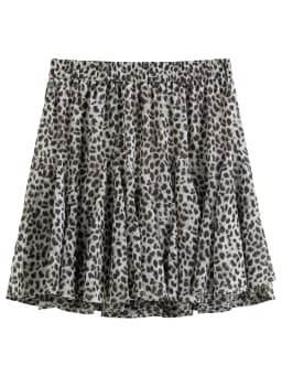 DUSHU Multiple Sizes 2026 Autumn New Women High-Waist Loose Leopard Print Irregular Panel Skirt, Knee-Length Stylish Short Skirt