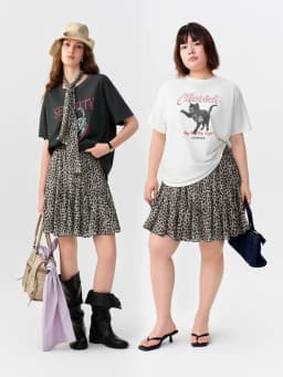 DUSHU Multiple Sizes 2026 Autumn New Women High-Waist Loose Leopard Print Irregular Panel Skirt, Knee-Length Stylish Short Skirt