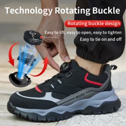 Indestructible Steel Toe Work Shoes for Men Rotating Button Safety Shoes Lightweight Construction Work Safety Shoes