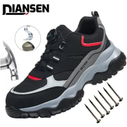 Indestructible Steel Toe Work Shoes for Men Rotating Button Safety Shoes Lightweight Construction Work Safety Shoes