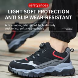 Indestructible Steel Toe Work Shoes for Men Rotating Button Safety Shoes Lightweight Construction Work Safety Shoes