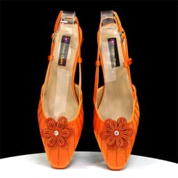 Venus Chan Italian Fashion Women's Elegant Orange Heels & Rhinestone Clutch Bag Set – Perfect for Parties and Special Occasions