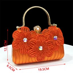 Venus Chan Italian Fashion Women's Elegant Orange Heels & Rhinestone Clutch Bag Set – Perfect for Parties and Special Occasions