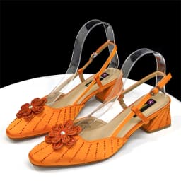 Venus Chan Italian Fashion Women's Elegant Orange Heels & Rhinestone Clutch Bag Set – Perfect for Parties and Special Occasions