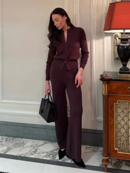 Bornladies Women's New Autumn Winter Knit Cardigan Pants Set Slim Fit Long Sleeve Long Trousers Simple Solid Color Sweater Suit