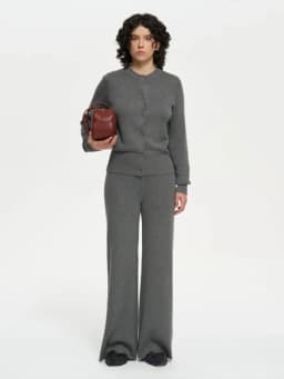 Bornladies Women's New Autumn Winter Knit Cardigan Pants Set Slim Fit Long Sleeve Long Trousers Simple Solid Color Sweater Suit