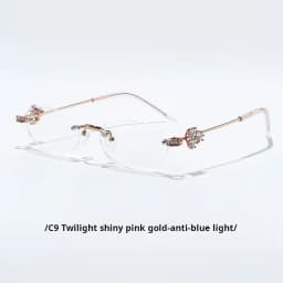 MOMOJA Women Luxury Small Oval Eyeglasses Frame Rimless Eyewear Frame Ultra Light High Quality Alloy Prescription Glasses 0803