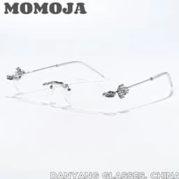 MOMOJA Women Luxury Small Oval Eyeglasses Frame Rimless Eyewear Frame Ultra Light High Quality Alloy Prescription Glasses 0803