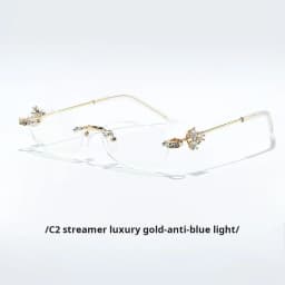 MOMOJA Women Luxury Small Oval Eyeglasses Frame Rimless Eyewear Frame Ultra Light High Quality Alloy Prescription Glasses 0803