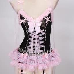 Pastel Goth Y2K Pink Tops for Women Gothic Punk Rock Vkei Grunge Emo Gyaru Corset Gothic Lolita Clothing 2000s 90s Scene Core