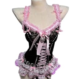 Pastel Goth Y2K Pink Tops for Women Gothic Punk Rock Vkei Grunge Emo Gyaru Corset Gothic Lolita Clothing 2000s 90s Scene Core