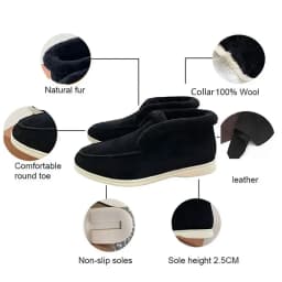 Fur Loafers Flat Shoes Women's Suede Slippers 2026 Quality Casual Shoes Women's Winter Wool Snow Boots