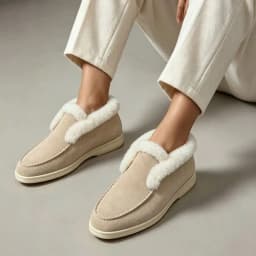 Fur Loafers Flat Shoes Women's Suede Slippers 2026 Quality Casual Shoes Women's Winter Wool Snow Boots