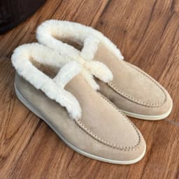Fur Loafers Flat Shoes Women's Suede Slippers 2026 Quality Casual Shoes Women's Winter Wool Snow Boots