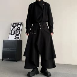Men Culottes Irregular Layered Samurai Pants Hakama Streetwear Fashion Versatile Trend Casual Wide-Leg Pants Men'S Clothing 2024