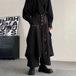 Men Culottes Irregular Layered Samurai Pants Hakama Streetwear Fashion Versatile Trend Casual Wide-Leg Pants Men'S Clothing 2024