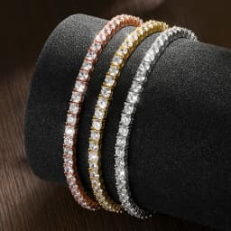 OEVAS 3mm High Carbon Diamond Tennis Bracelet S925 Sterling Silver Plated 18K Gold Lab Diamond Bracelet Fine Jewelry Wholesale