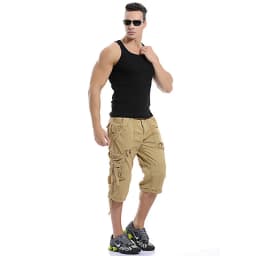Summer Pure Cotton Men's Cropped Pants Oversized Casual Shorts Multi Pocket Tooling Capri Pants Men Cargo Pant AF5820