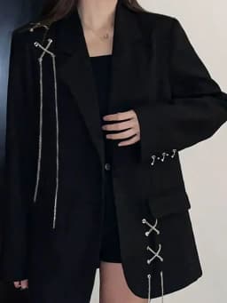 2025 Black Suit Jacket for Women New Design High Street Wear Casual Blazers Female