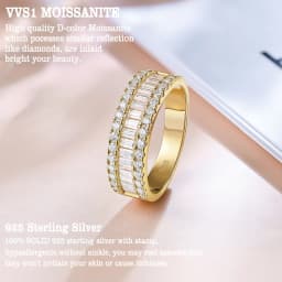 Newshe D VVS1 GRA Certified Moissanite Rings for Women Solid 925 Sterling Silver Yellow Gold Color Wedding Engagement Ring