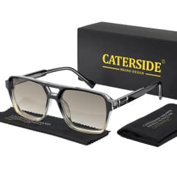 CATERSIDE Retro Punk Sunglasses Men Square Frame Flat Top Double Bridge High Quality Sun Glasses for Women Party Festival Gifts