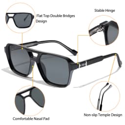 CATERSIDE Retro Punk Sunglasses Men Square Frame Flat Top Double Bridge High Quality Sun Glasses for Women Party Festival Gifts