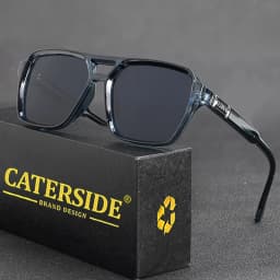 CATERSIDE Retro Punk Sunglasses Men Square Frame Flat Top Double Bridge High Quality Sun Glasses for Women Party Festival Gifts