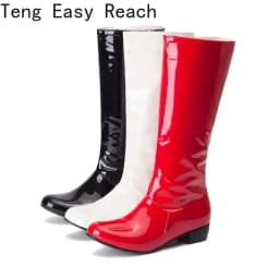 Fashion Knee High Boots Women Shoes 2025 Autumn Winter Women's High Boots Black White Red Long Shoes Ladies Large Size 47